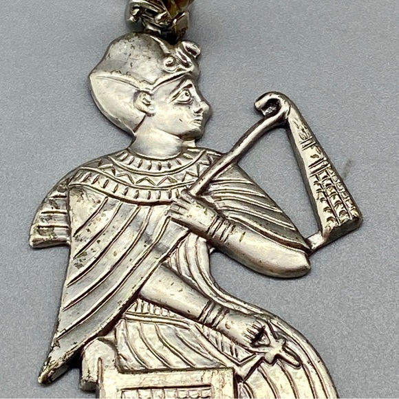 Vintage Egyptian Revival Pharaoh Pendant Necklace Unisex - Picture 3 of 9